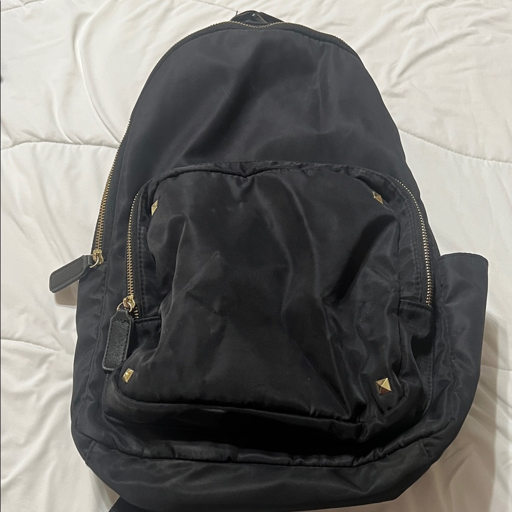 Madden Girl Black Backpack with Gold Accents